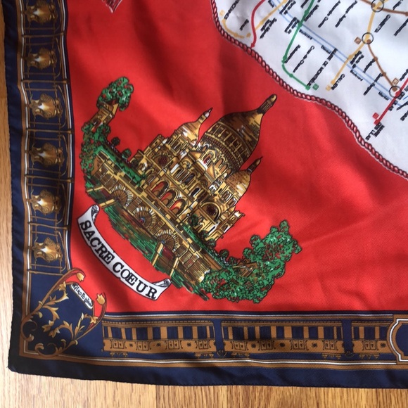 LAHMY SCARF PARIS FRANCE LANDMARKS souvenir EIFFEL TOWER NOTRE DAME VTG - Picture 7 of 16